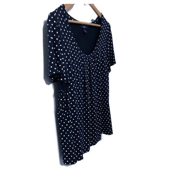 CHAPS | Navy & White Polka Dot Dressy Top | Sz LG - Picture 2 of 12